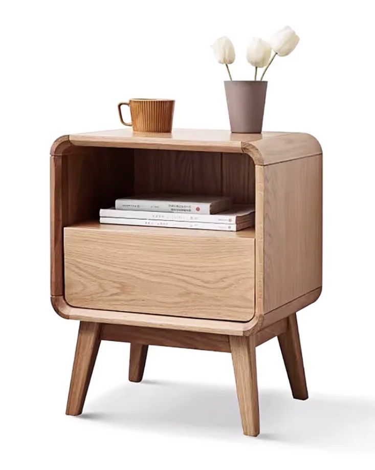 Solid red oak bedside table