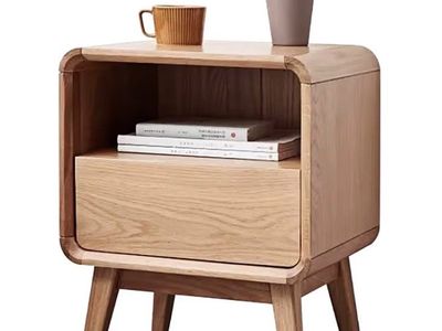 Solid red oak bedside table