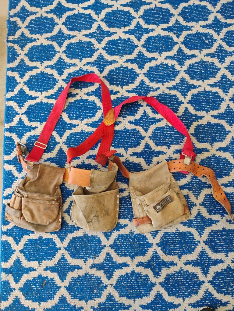 AWP Nail & Tool Bag, Genuine Sueded Split Leather, Hand-Crafted from U.S. Hides with suspenders!