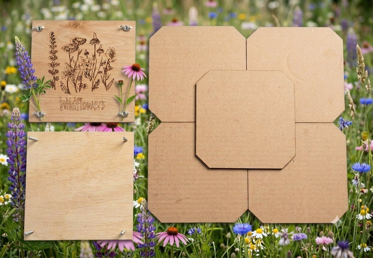 Wildflowers 7" x 7" Wood Flower Press Kit with Cardboard Drying Inserts for Crafting
