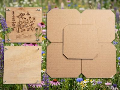 Wildflowers 7" x 7" Wood Flower Press Kit with Cardboard Drying Inserts for Crafting