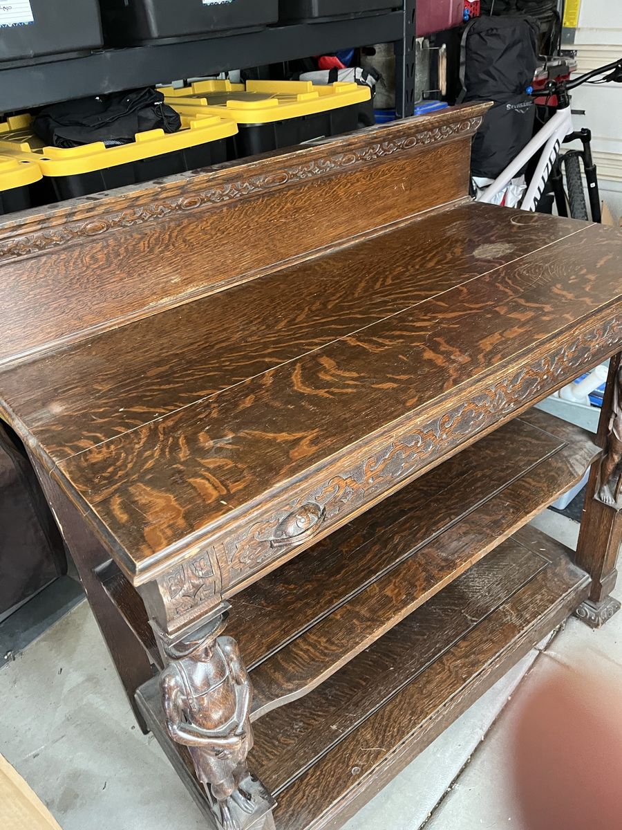 Antique J.B. Van Sciver Carved Oak Server / Sideboard – Early 1900s – $225 OBO