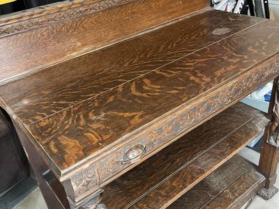 Antique J.B. Van Sciver Carved Oak Server / Sideboard – Early 1900s – $225 OBO