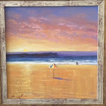 Gilded Double framed Original Artwork Beach Scene