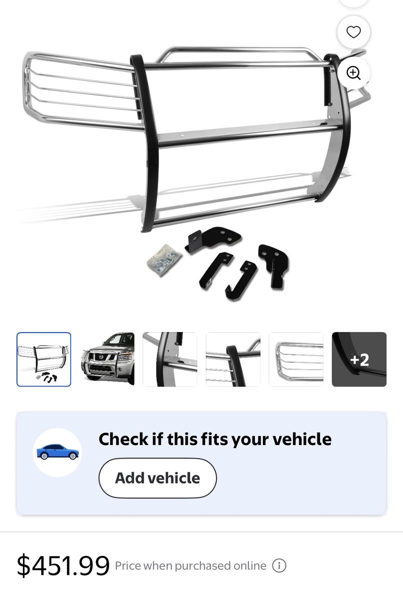 DNA Motoring Chrome Stainless Steel Full Front Bumper Brush Grille Guard for 05-15 Nissan Titan Armada- NEW IN BOX