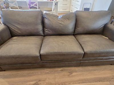 Free Dark Brown Leather 3-Seater Sofa