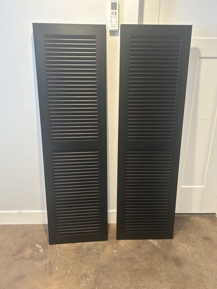 Louvered Wood Shutter Pair Matte Black Interior Exterior
