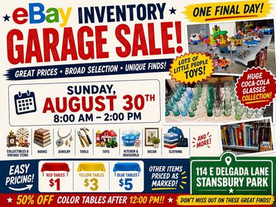 eBay Inventory Garage Sale - Sunday August 30th 8 ~ 2 — Stansbury Park (Tooele)