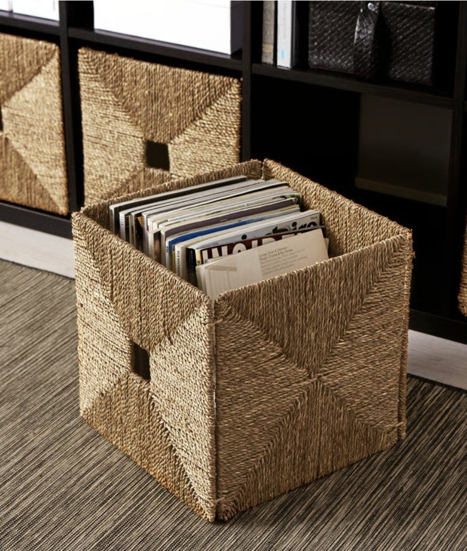 3x ikea KNIPSA Basket woven seagrass, 12 ½/x13x12 ½" cubes storage bins