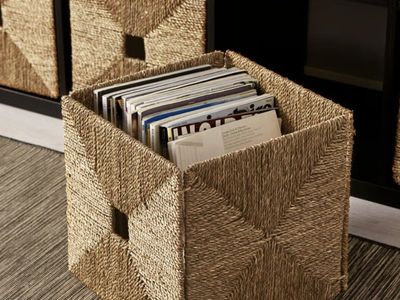 3x ikea KNIPSA Basket woven seagrass, 12 ½/x13x12 ½" cubes storage bins