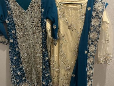 Mommy and daughter outfit , Traditional Embroidered South Asian Formal Tunics & Dupatta Set