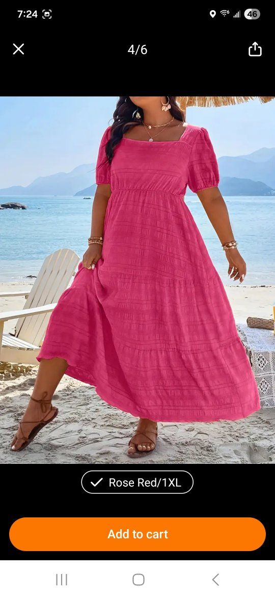 NEW. Cute cool short sleeve summer dress. Seer Sucker polyester flowy fabric.  XXL