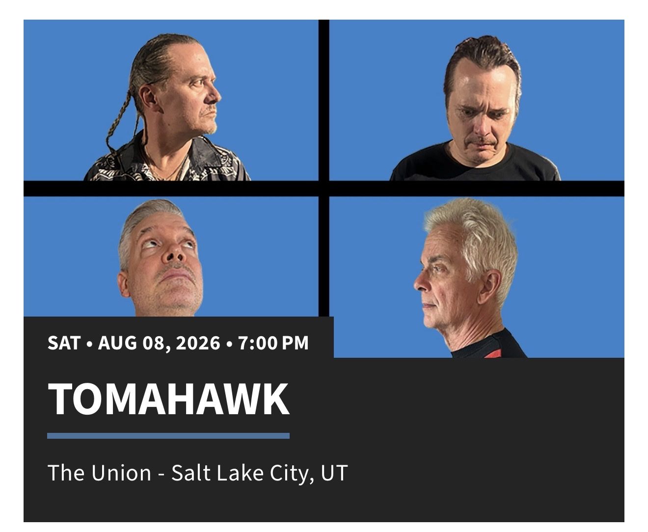 Tomahawk Concert Ticket - The Union, Salt Lake City (Sat, Aug 8, 2026 at 7:00 PM)