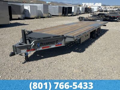 8.5x24 Diamond C DET 207 Deckover Tilt Trailer - 15.5K GVWR - Hydraulic Jack(s)