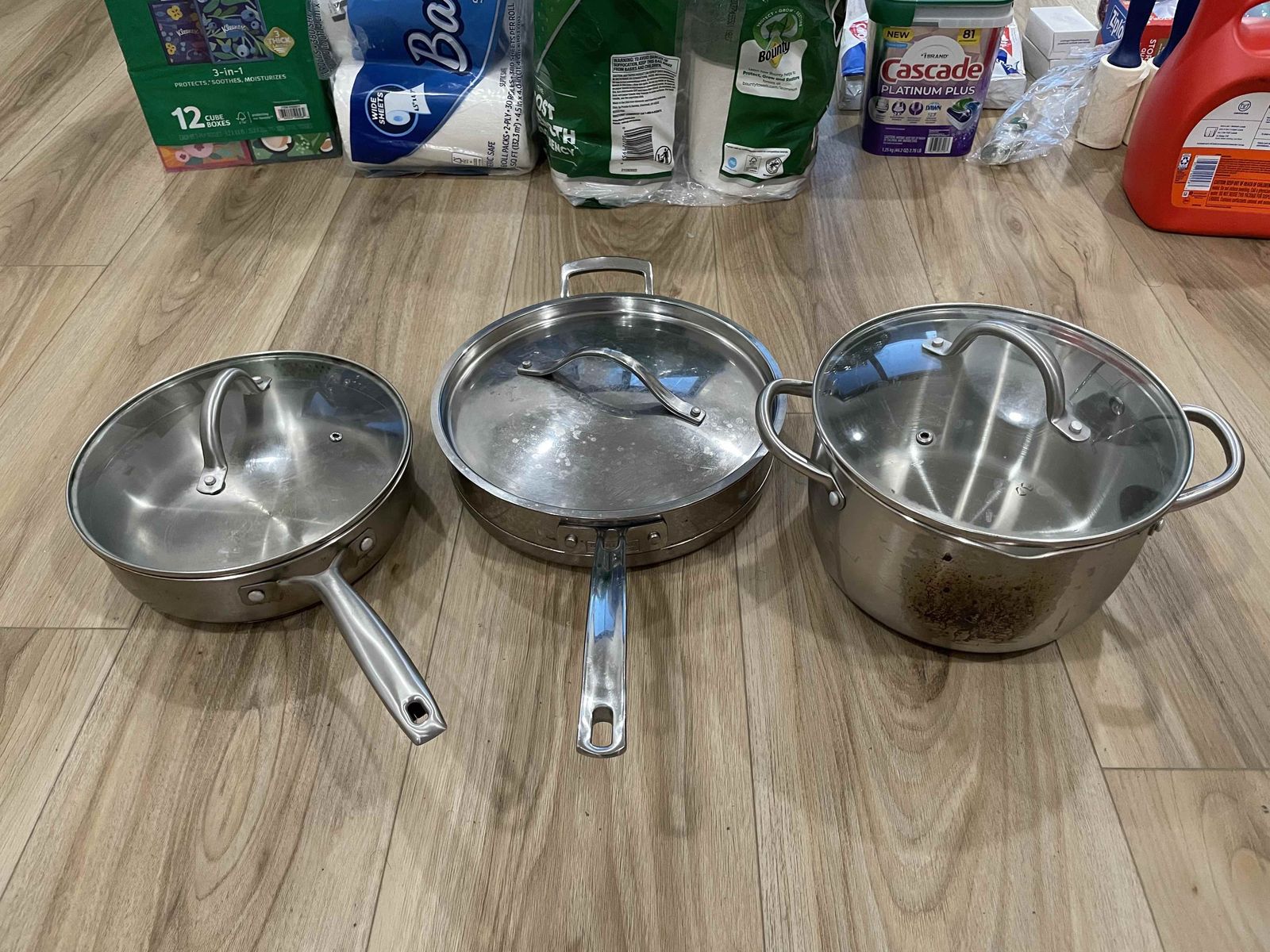 Large Stainless Steel Cookware Set with Lids – $10 – Pickup Only