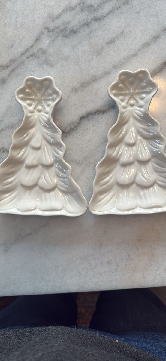 Temp-tations White Ceramic Christmas Tree Spoon Rests - Set of 2