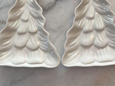Temp-tations White Ceramic Christmas Tree Spoon Rests - Set of 2