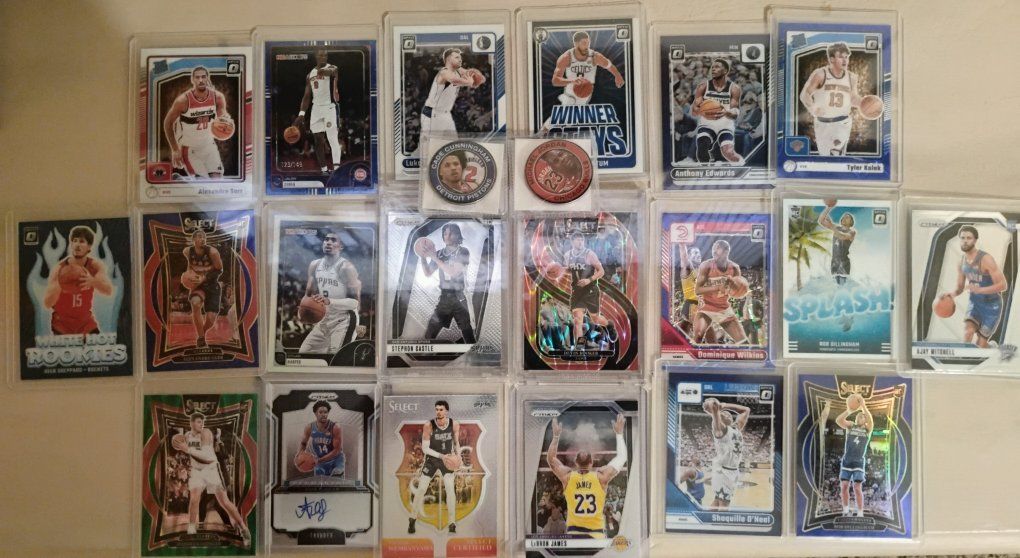 20 Basketball Cards and 2 Collectable Coins
