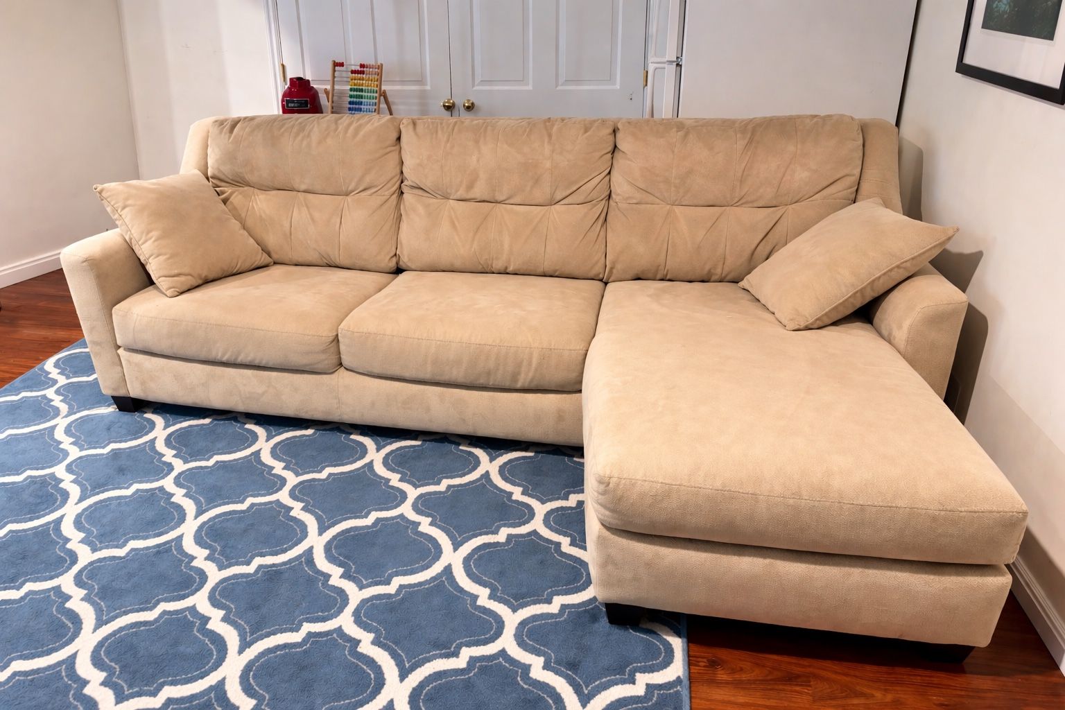 Beige L-Shaped Sectional Sofa