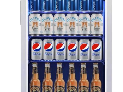 Weili 20" Under Counter Beverage Refrigerator with Reversible Glass Door Built-in/Freestanding, 3.2 Cu.Ft, Stainless Steel, Adju