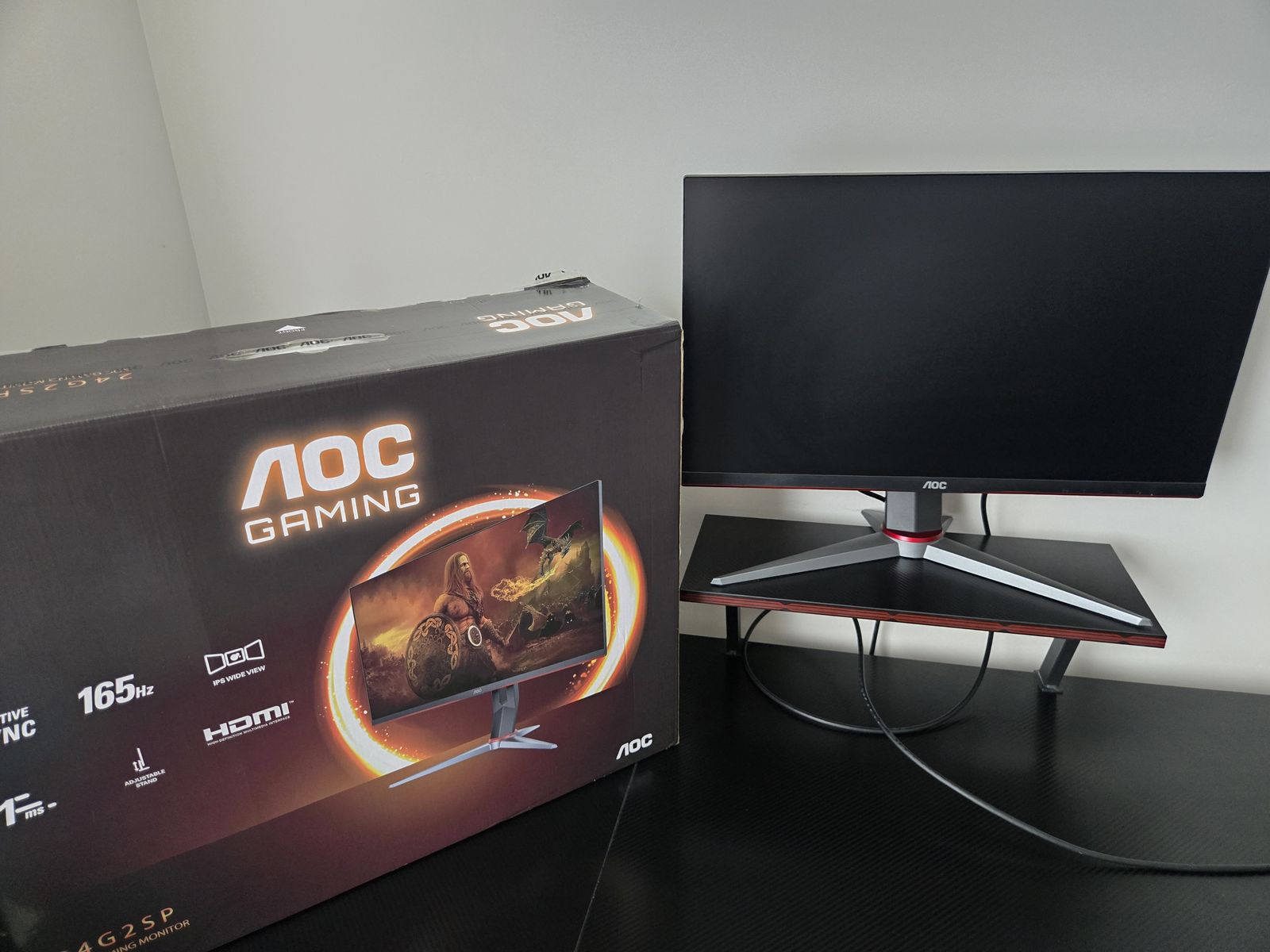 AOC 24G2SP 24" Frameless Gaming Monitor, Full HD IPS, 165Hz, 1ms, Height Adjustable Stand, Black