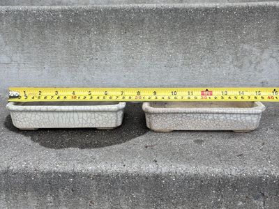 Pair of Bonsai Pots – White Crackle Glaze Plan