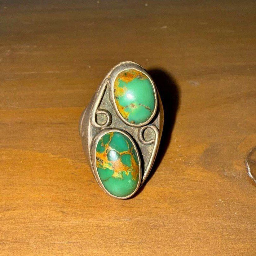 Size 12 Sterling Silver 925 Green Turquoise Ring