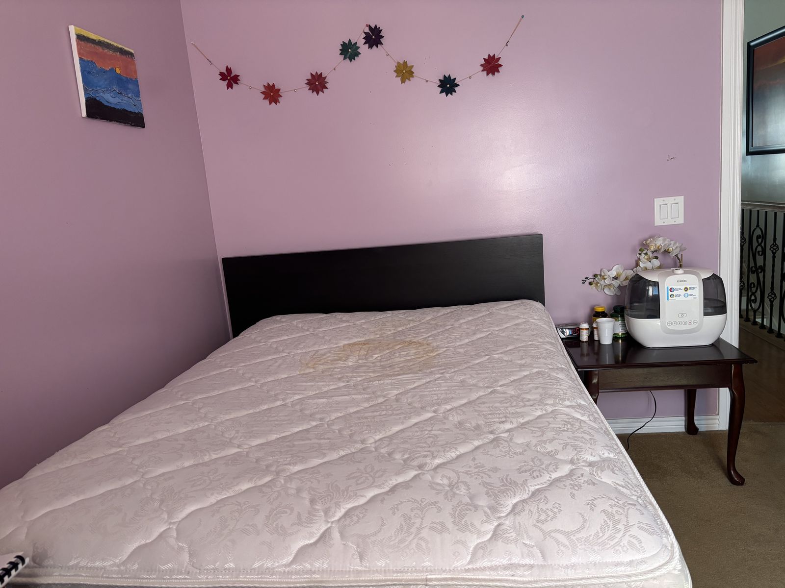 Double-bed frame and mattress with box