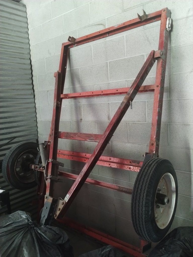 **PRICE REDUCED**  Red Foldable Trailer 4x8 ft Utility Flatbed Hauler for ATV, UTV, Lawn Mowers