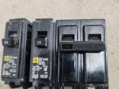 Square D Type HOM Circuit Breakers - Assorted Amperage (20A, 15A, 40A)