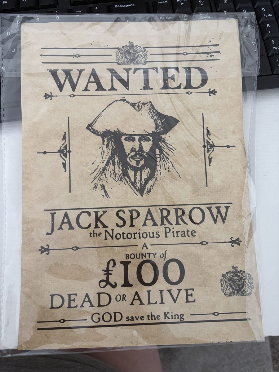 New 8x10 Jack Sparrow Wanted picture/sign