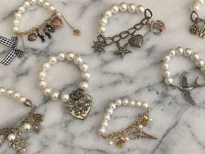 NEW - Pearl + Charm Stretch Bracelets - Also Bling Bangle Bracelets Last Photos - Great Gifts!
