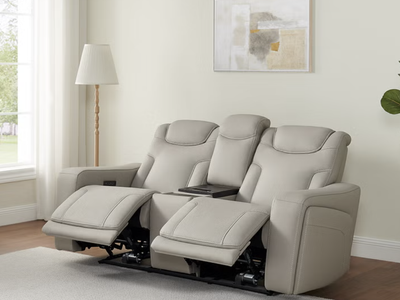 Alton Leather Power Reclining Sofa with Power Headrests & Cooling Console