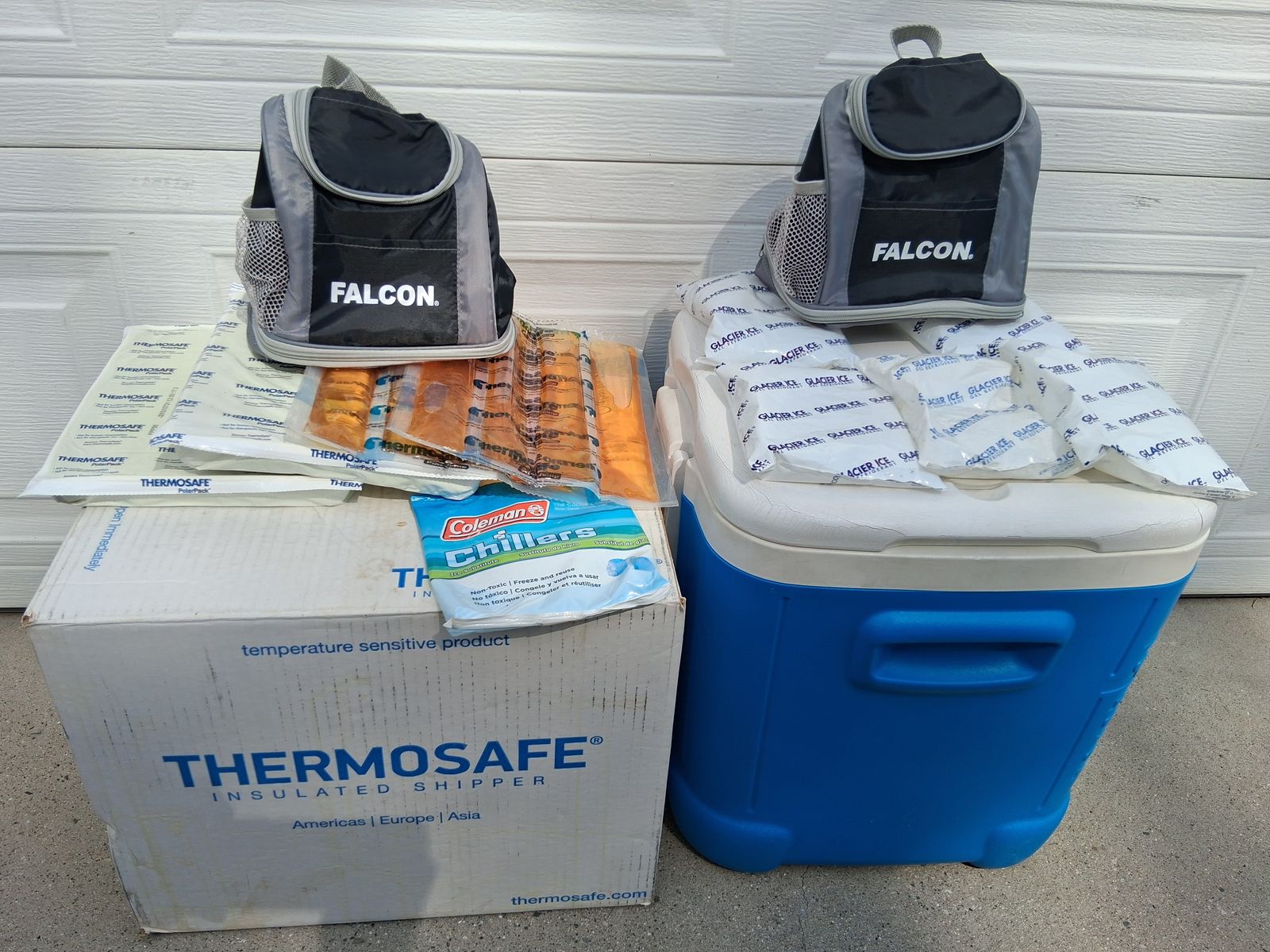Igloo Cooler Ice Chest and Thermosafe Freezer and Ice Packs and Insulated Lunch bag Gel packs