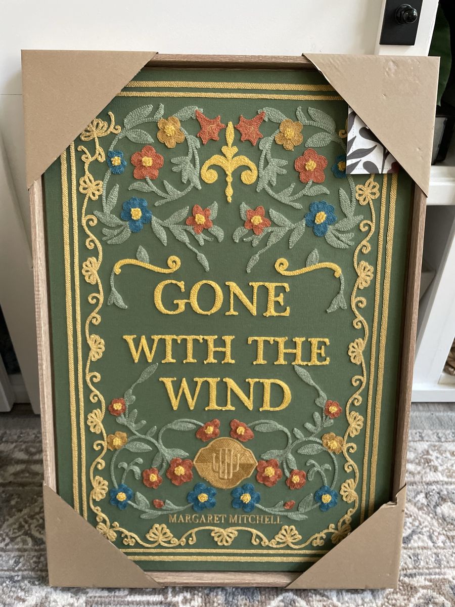 Home Textile Gone With The Wind Embroidered Framed Wall Art 26”x18”