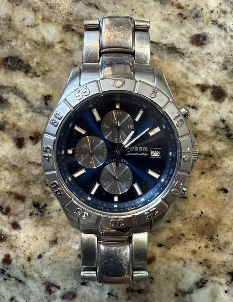 FOSSIL Speedway Blue Stainless Steel (New Battery)
