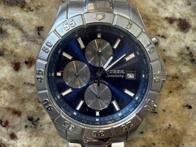 FOSSIL Speedway Blue Stainless Steel (New Battery)