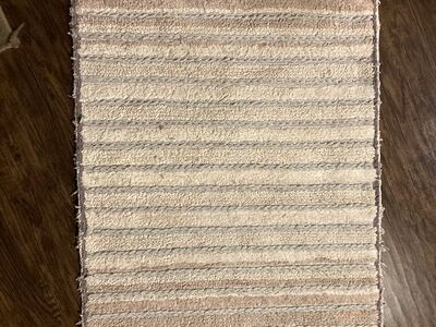 Blue and Neutral Striped Rug 20 X34