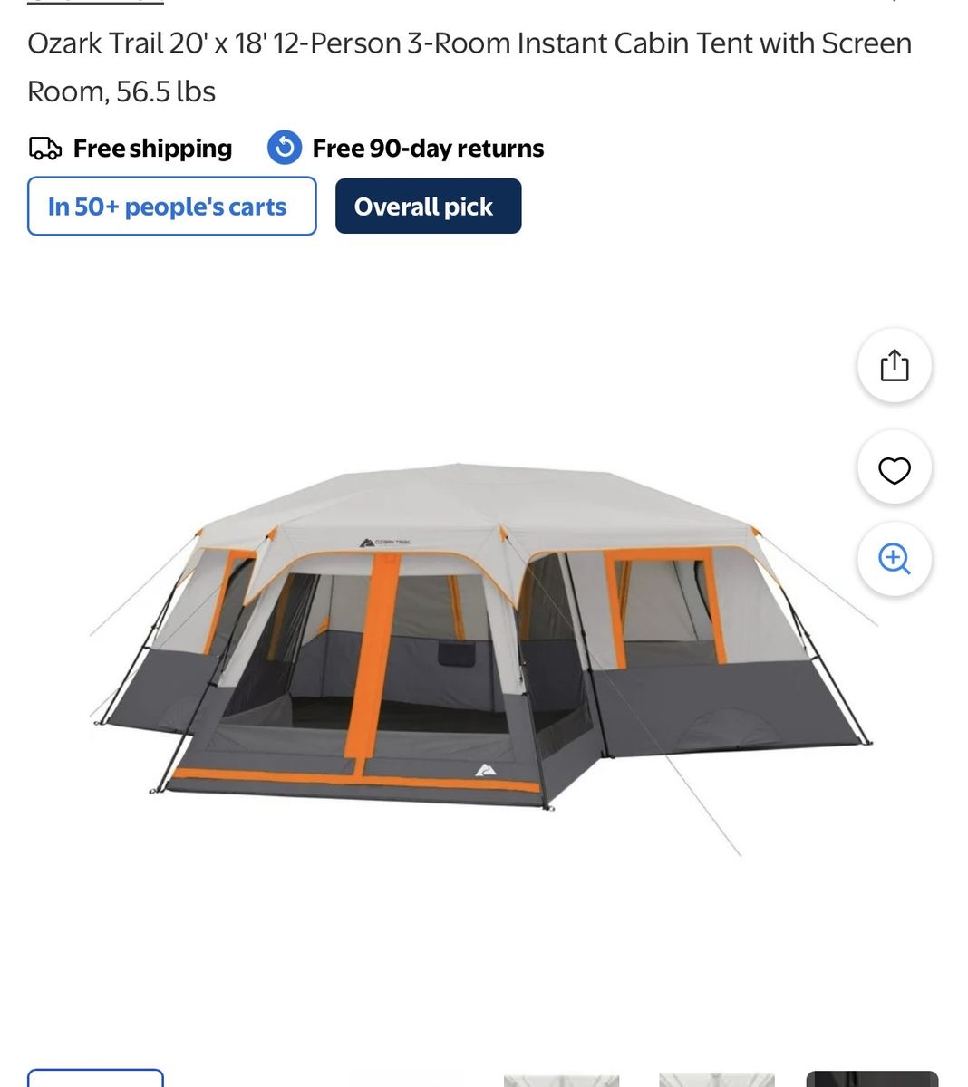12 person 3 room instant tent