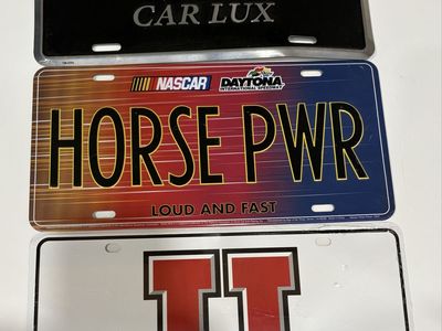 Lot of 3 Decorative Metal License Plates NASCAR Daytona, sealed University of Utah,Car Lux