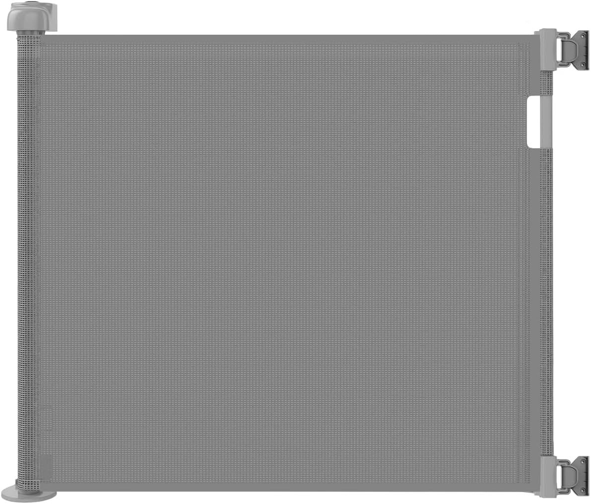 33"x55" Retractable Indoor & Outdoor Baby Gate, Easy Install, Secure Closure, Gray Mesh
