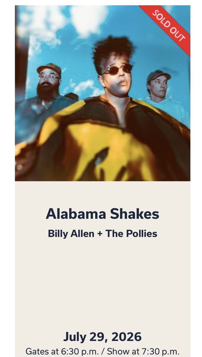 Red Butte - Alabama Shakes Concert Ticket - July 29, 2026 - Billy Allen + The Pollies - SOLD OUT