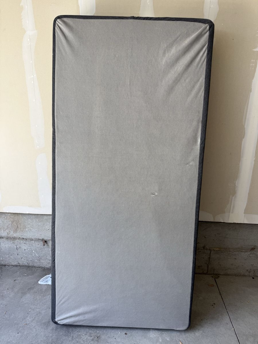 Twin Size Box Spring - Light Grey Fabric Foundation for Mattress Support