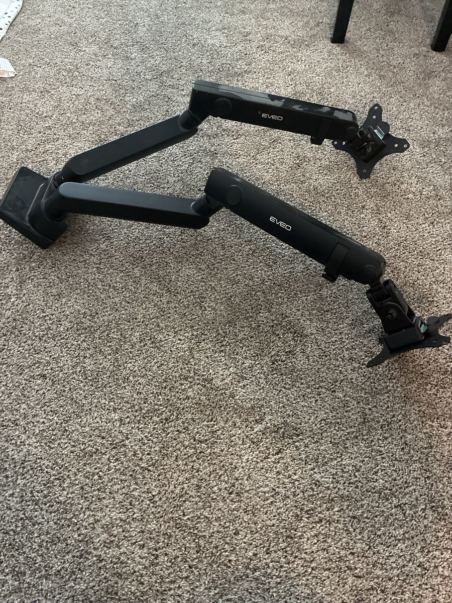 EVEO Dual Monitor Mount Stand - Black, Adjustable Arms, VESA CompatibLE