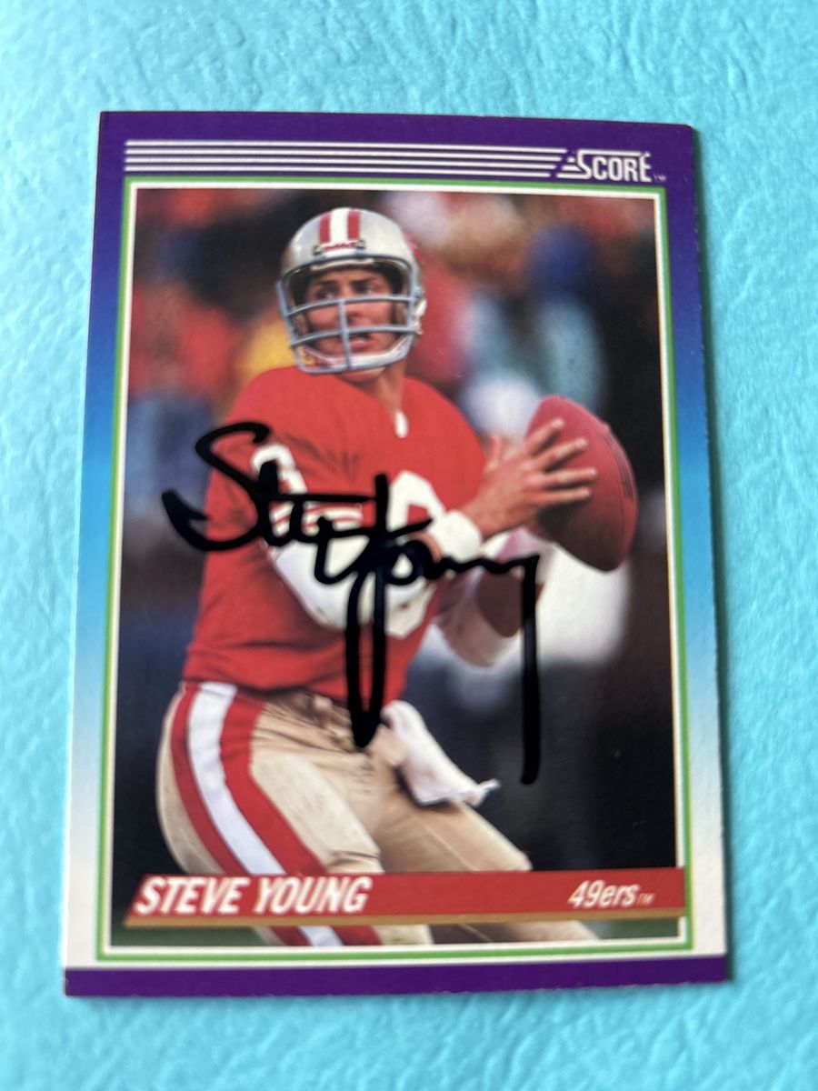 Steve Young Autograph NFL San Francisco 49ers Hand Signed 1990 Score Auto Football Card  Super Bowl Champions