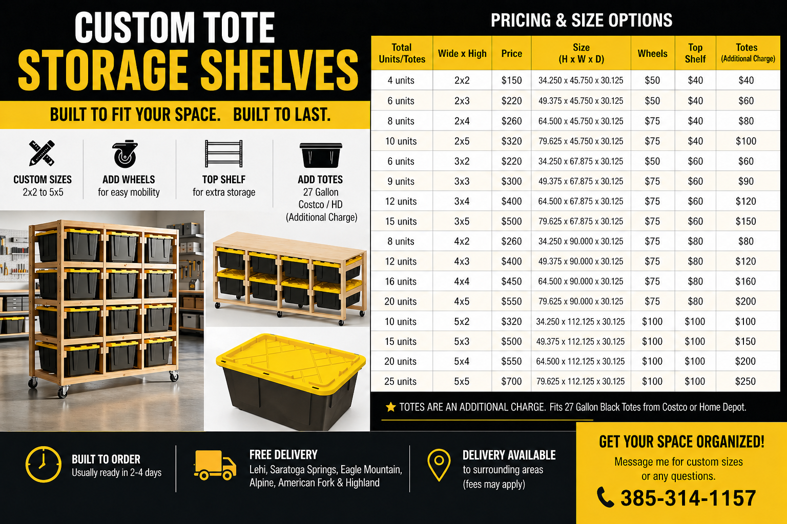 Custom Tote Storage Shelves – Built to Fit Your Space!