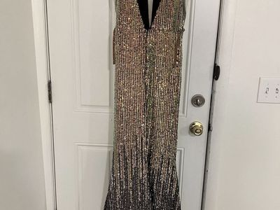 Cinderella Divine Sequin Ombre Plunging V-Neck Evening Gown - Size 8