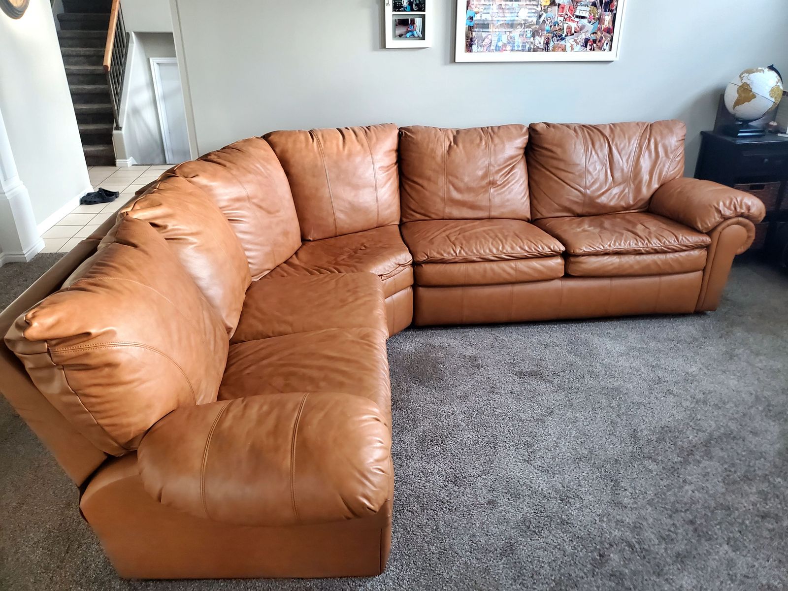 Leather Sectional with Sleeper & Recliner