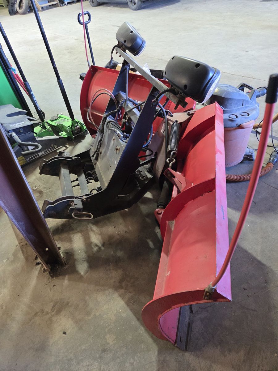 The boss snow plow set up ready to use