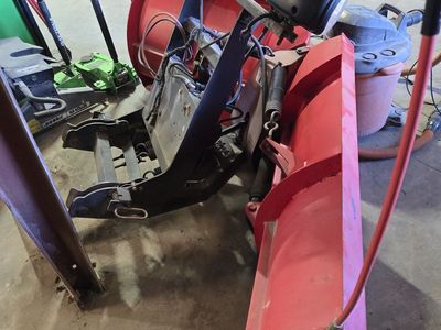 The boss snow plow set up ready to use